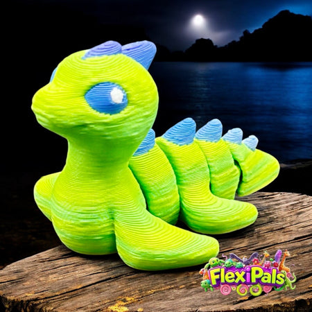 Lochness Monster Nessie – 3D Printed Articulating Mini Figures – Flexible Poseable Collectible Toys – Customizable FlexiPal Minis for Display, Play, or Desk Decor – Creative Fidget Toys for Kids and Collectors - FlexiPals