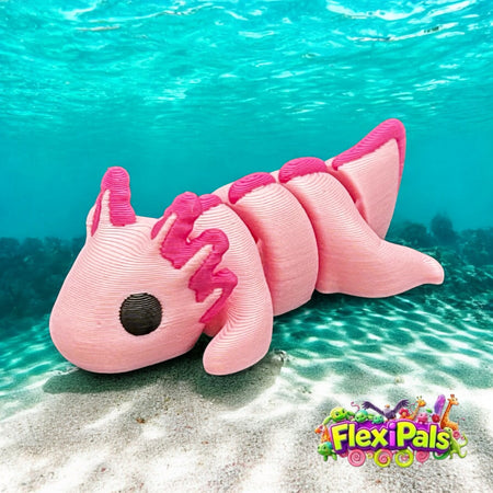 Axolotl - 3D Printed Articulating Mini Figures – Flexible Poseable Collectible Toys – Customizable FlexiPal Minis for Display, Play, or Desk Decor – Creative Fidget Toys for Kids and Collectors - FlexiPals