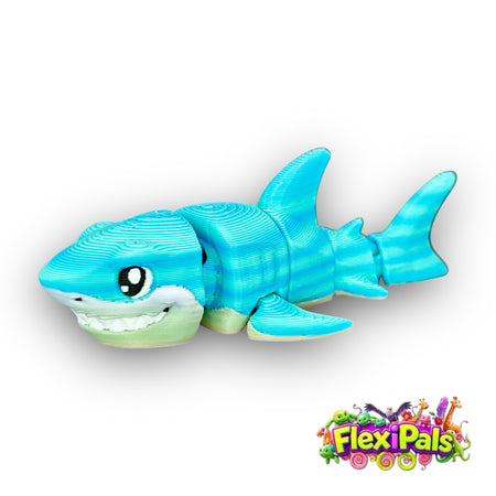 Great White Shark FlexiPal – 3D Printed Articulating Mini Figure – Flexible, Poseable Collectible Toy – Customizable for Play, Display, or Desk Decor – Fun Fidget for Kids and Shark Fans – FlexiPals Collectible
