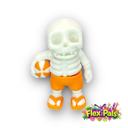 Summer Skeleton FlexiPal – 3D Printed Articulating Mini Figure with Flip-Flops and Beach Ball – Flexible, Poseable, Customizable Toy – Fun Fidget for Kids and Collectors – Desk Decor or Display – FlexiPals Collectible