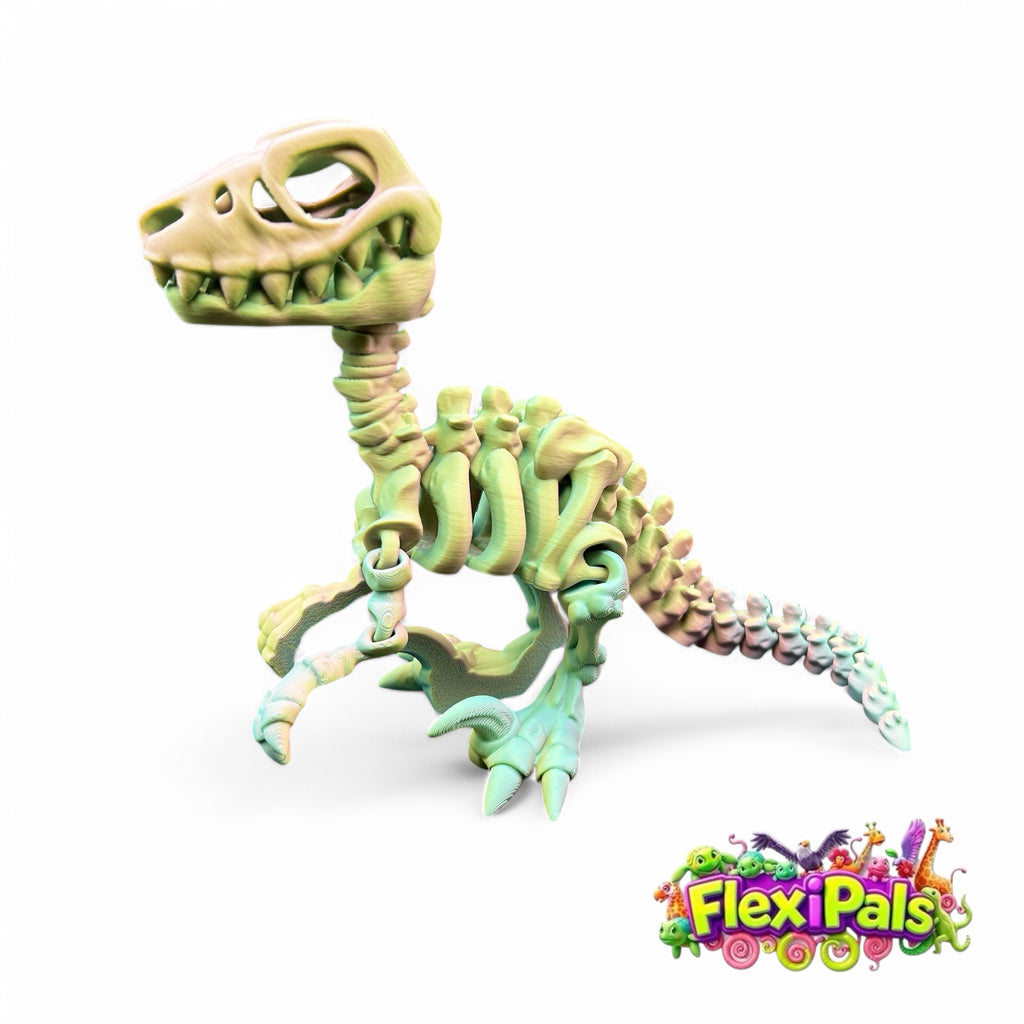 Flexi Skeleton Raptor | 3D Printed Articulating Dinosaur Toy | Dinosaur Gift | Fidget Toy | Desk Toy | Sensory Toy | Raptor Toy | Flexi Factory