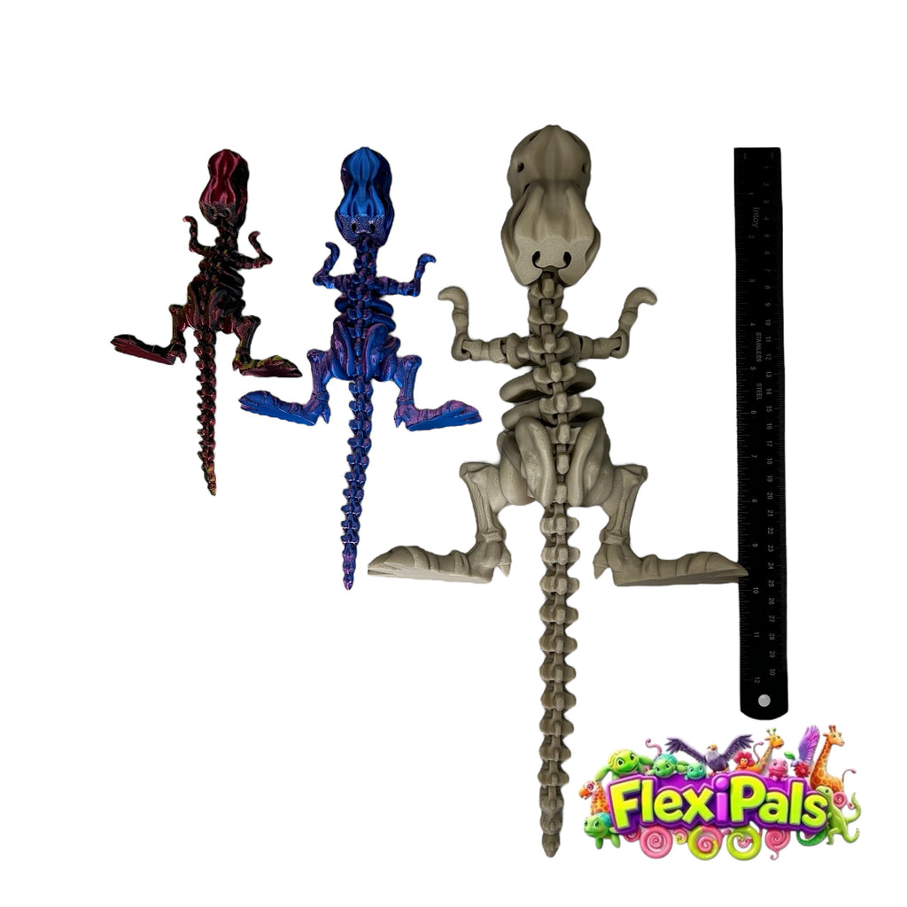 Flexi Skeleton T-Rex | 3D Printed Articulating Dinosaur Toy | Dinosaur Gift | Fidget Toy | Desk Toy | Sensory Toy | TRex Toy | Flexi Factory