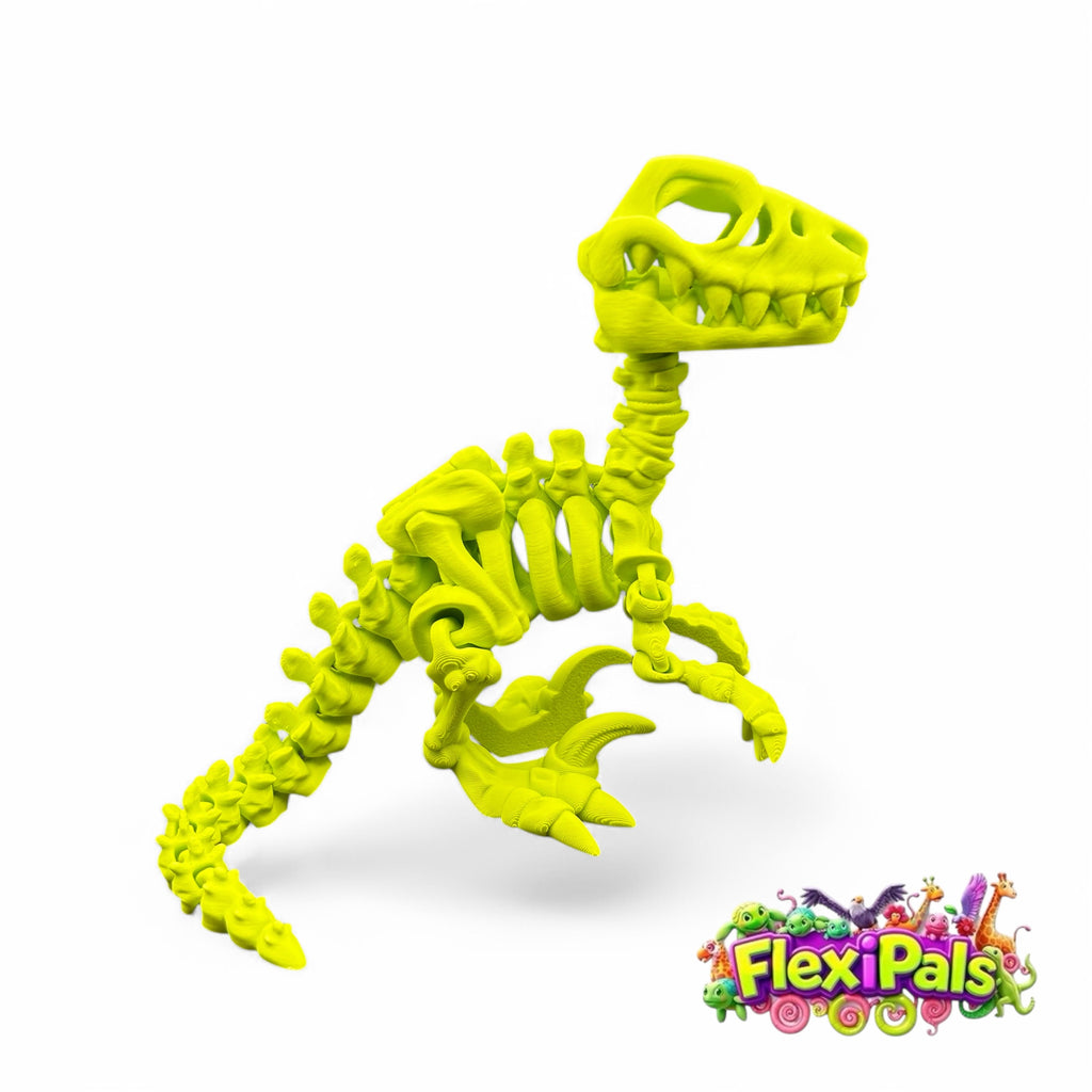 Flexi Skeleton Raptor | 3D Printed Articulating Dinosaur Toy | Dinosaur Gift | Fidget Toy | Desk Toy | Sensory Toy | Raptor Toy | Flexi Factory