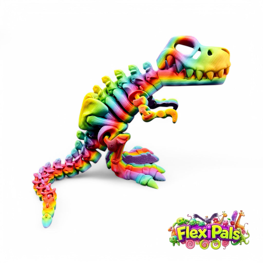 Flexi Skeleton T-Rex | 3D Printed Articulating Dinosaur Toy | Dinosaur Gift | Fidget Toy | Desk Toy | Sensory Toy | TRex Toy | Flexi Factory