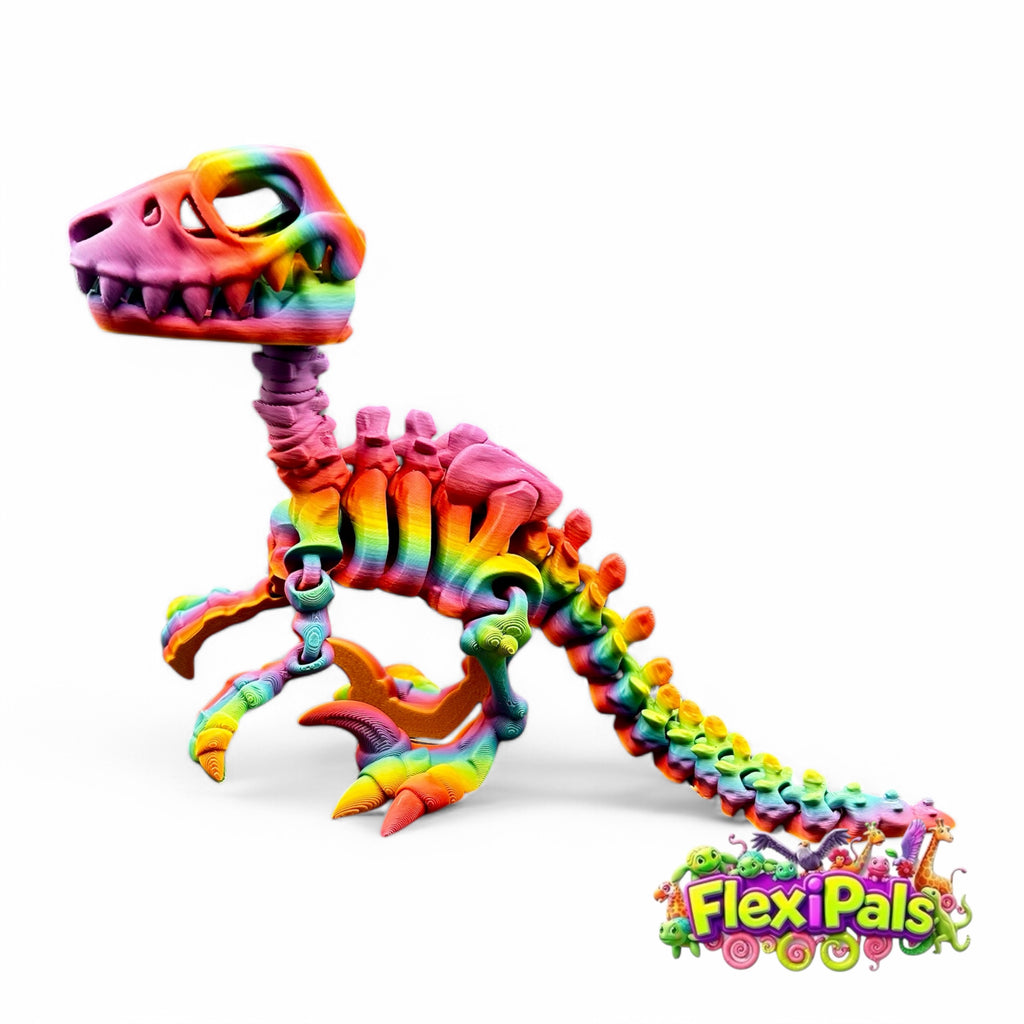 Flexi Skeleton Raptor | 3D Printed Articulating Dinosaur Toy | Dinosaur Gift | Fidget Toy | Desk Toy | Sensory Toy | Raptor Toy | Flexi Factory