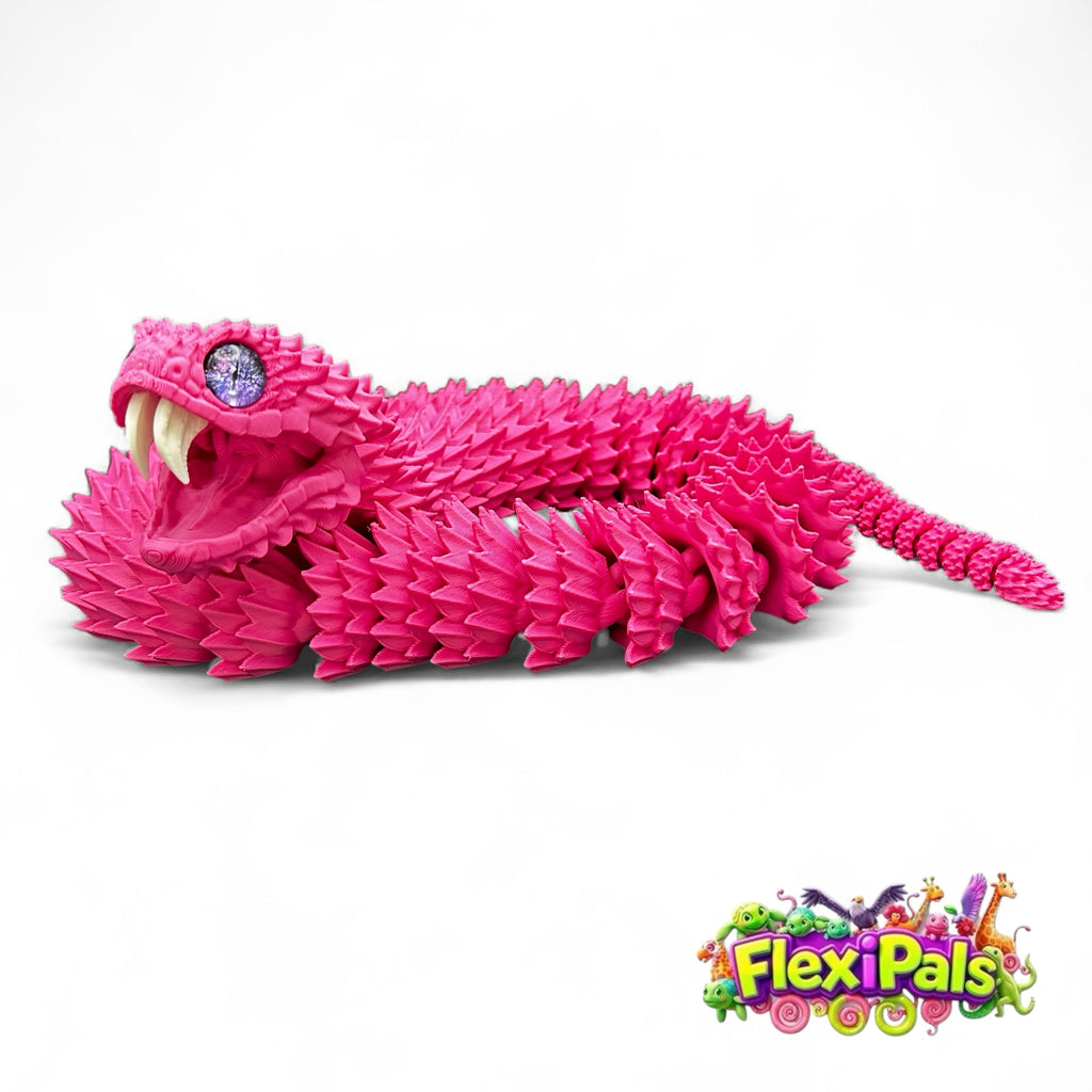 Posable bush viper snake model – jungle reptile figure with coiled strike pose