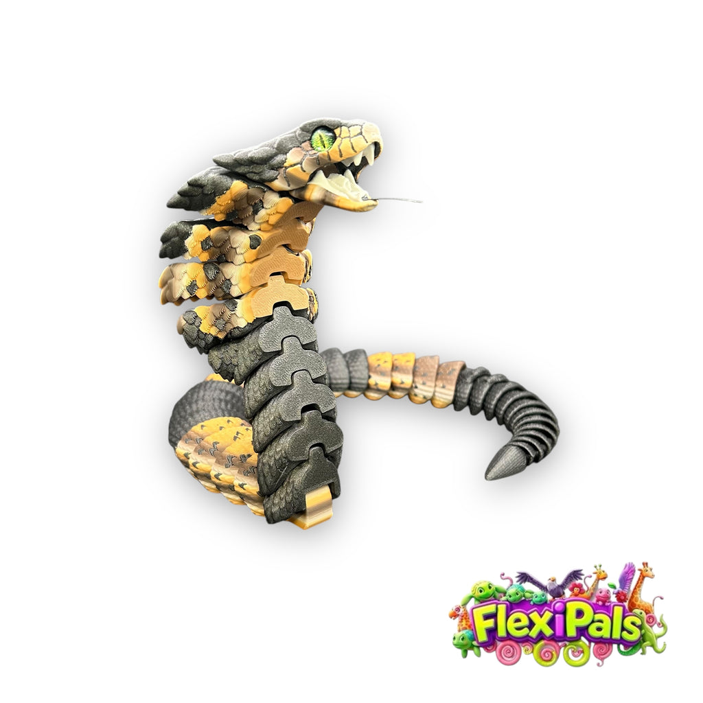 Articulated 3D printed cobra with slithering tongue and flexible body