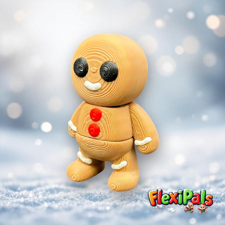 3D printed FlexiPals Gingerbread Man articulating fidget toy for Christmas