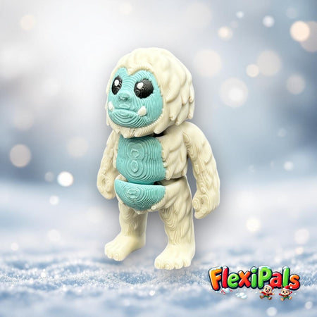 3D printed FlexiPals Yeti articulating fidget toy with winter theme