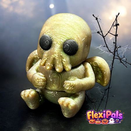 Halloween Cthulhu FlexiPal – 3D Printed Articulating Mini Figure – Flexible, Poseable Lovecraft-Inspired Monster Toy with Tentacles and Wings – Fun Fidget for Kids and Collectors – Spooky Desk Decor or Halloween Display – FlexiPals Collectible