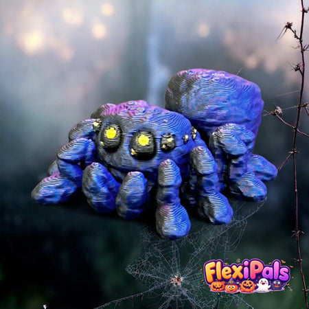 Halloween Spider FlexiPal – 3D Printed Articulating Mini Figure – Flexible, Poseable Creepy-Crawly Toy – Fun Fidget for Kids and Collectors – Spooky Desk Decor or Display for Halloween – FlexiPals Collectible