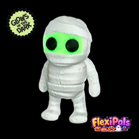 Poseable Halloween Mummy FlexiPal Toy – 3D Printed Flexible Mini Figure with Articulated Limbs – Creepy-Cute Halloween Fidget for Kids, Collectors, or Display – FlexiPals Miniature